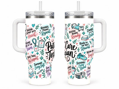 Patient Care Technician 40 oz Tumbler with Handle and Straw