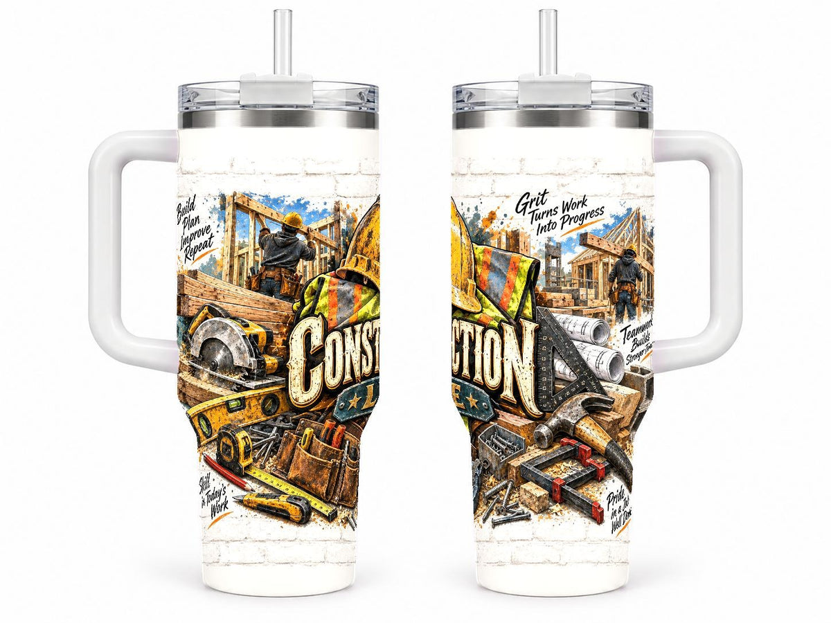 Construction Worker Tools Collage 40 oz Tumbler with Handle