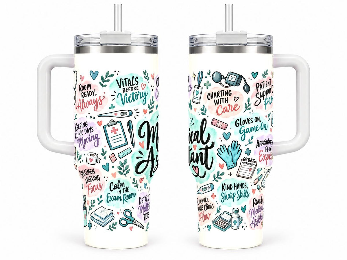Medical Assistant 40 oz Tumbler, Pastel Healthcare Pride Design