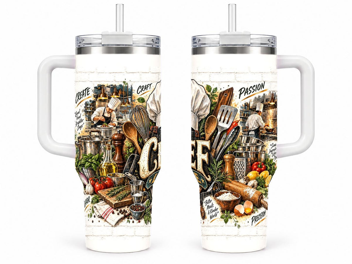 Chef Kitchen Tools 40 oz Tumbler with Handle and Straw