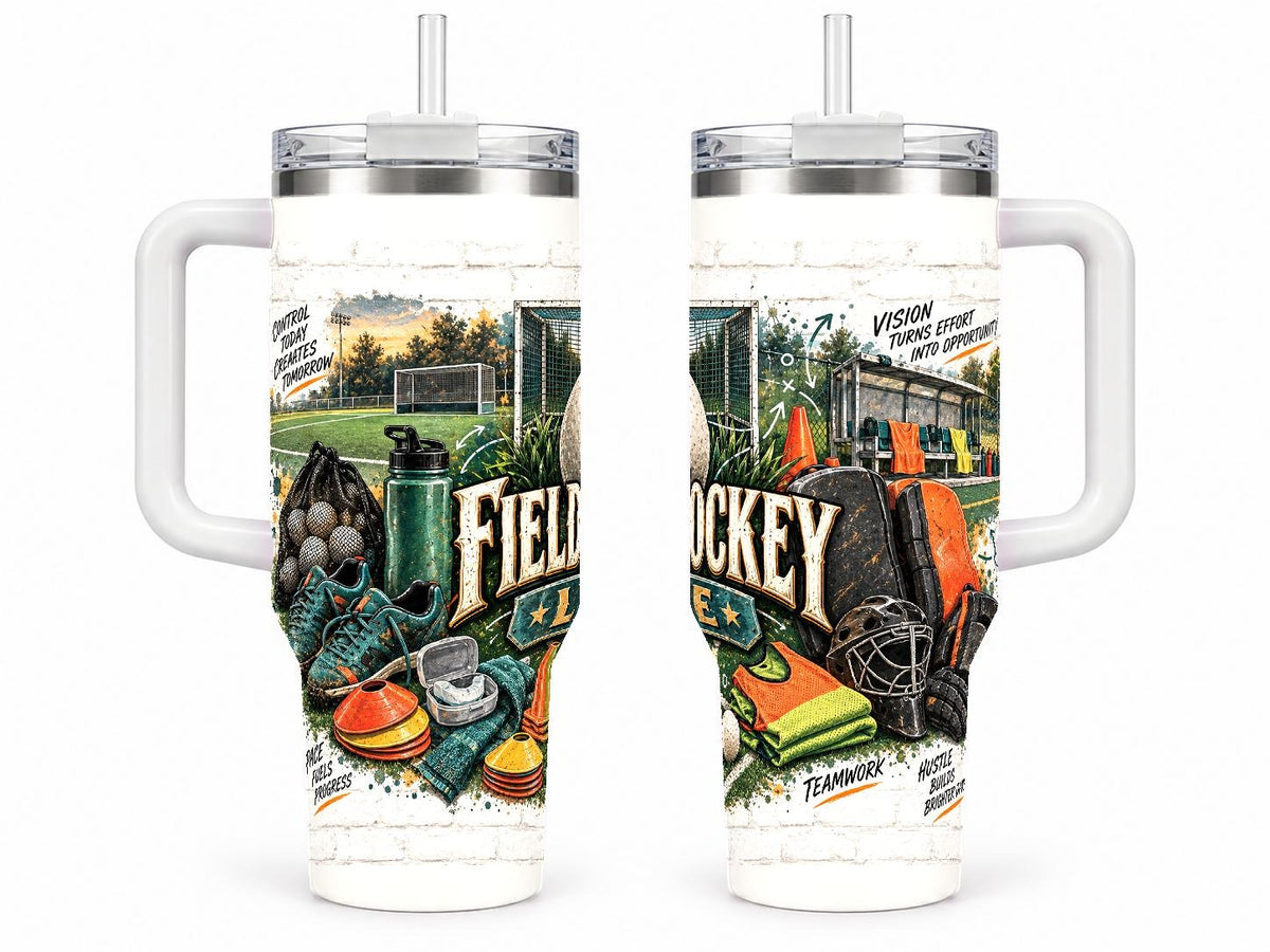 Field Hockey Gear Collage 40 oz Tumbler with Straw