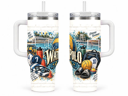 Water Polo Gear Collage 40 oz Tumbler with Handle and Straw