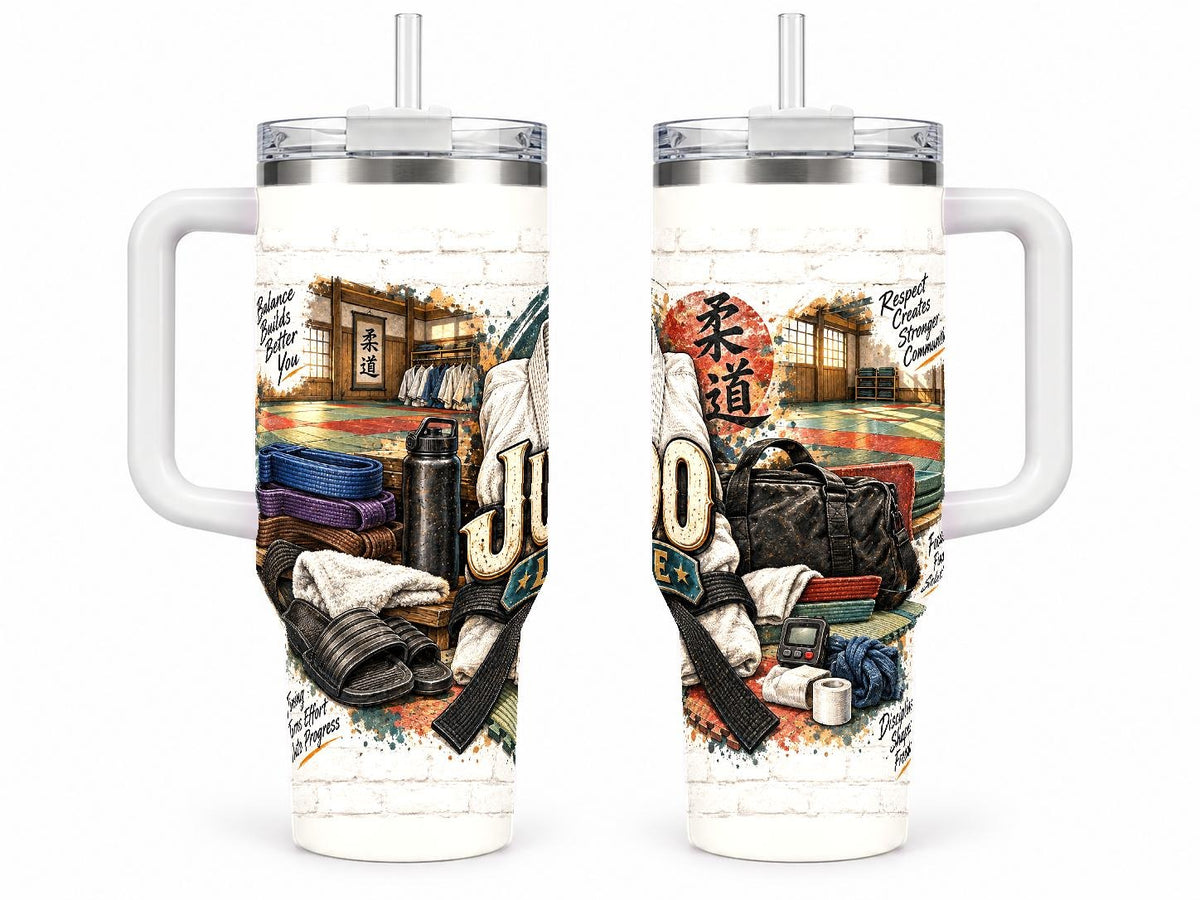 Judo Training Gear Collage 40 oz Tumbler with Handle and Straw