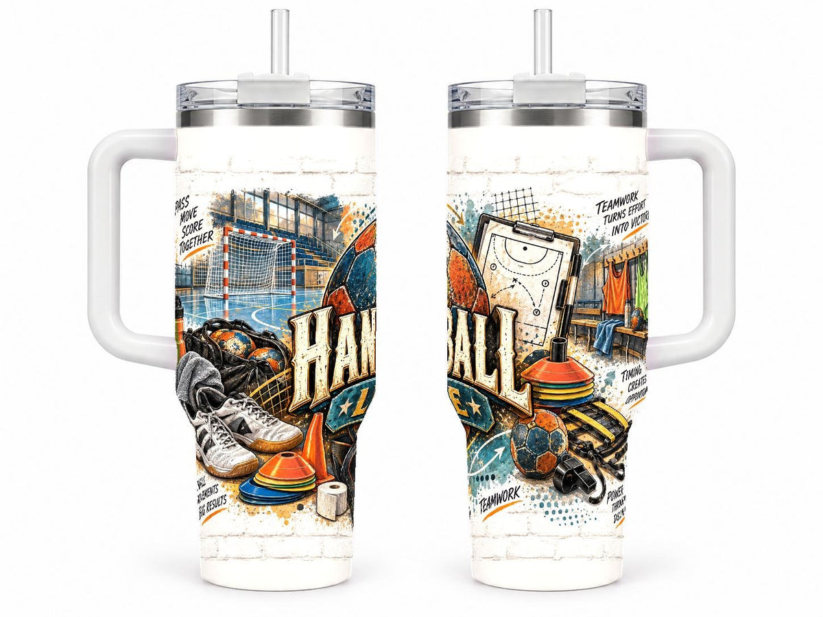 Handball Gear Collage 40 oz Tumbler with Handle and Straw