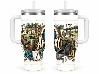 Archery Training Collage 40 oz Tumbler with Handle and Straw