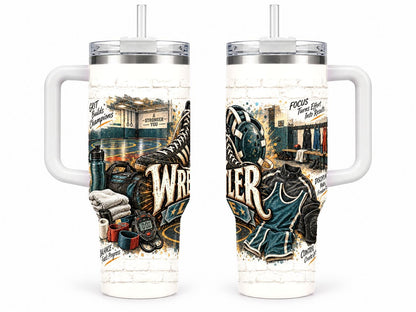 Wrestling Training Gear Collage 40 oz Tumbler with Straw
