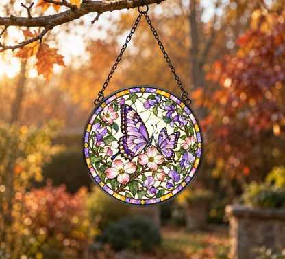 Maternal Wings Butterfly Glass Suncatcher Hanging Window Ornament