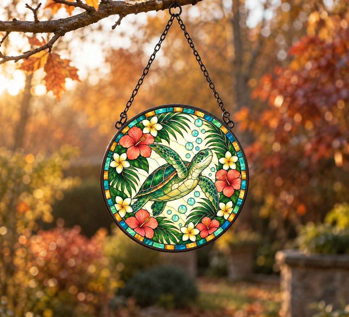 Serene Sea Turtle Suncatcher Ornament for Coastal Window Decor