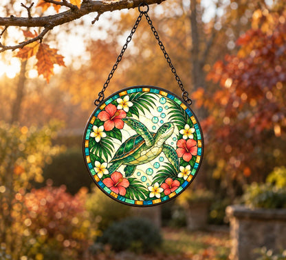 Serene Sea Turtle Suncatcher Ornament for Coastal Window Decor