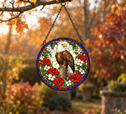 Majestic Eagle Americana Suncatcher Glass Window Ornament