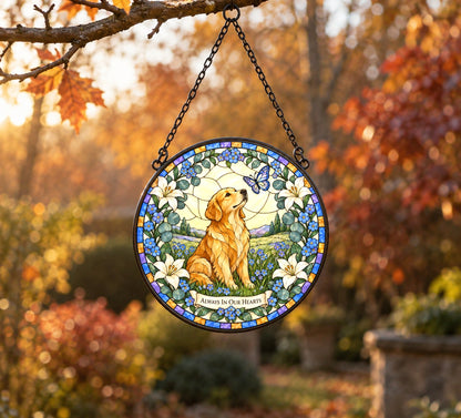 Forever Loved Dog Memorial Suncatcher Glass Window Hanging Ornament