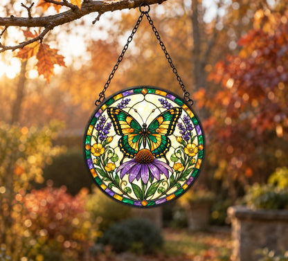 Swallowtail Butterfly and Coneflower Suncatcher Ornament Window Decor