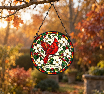 Cardinal Messenger of Hope Suncatcher, Memorial Glass Ornament