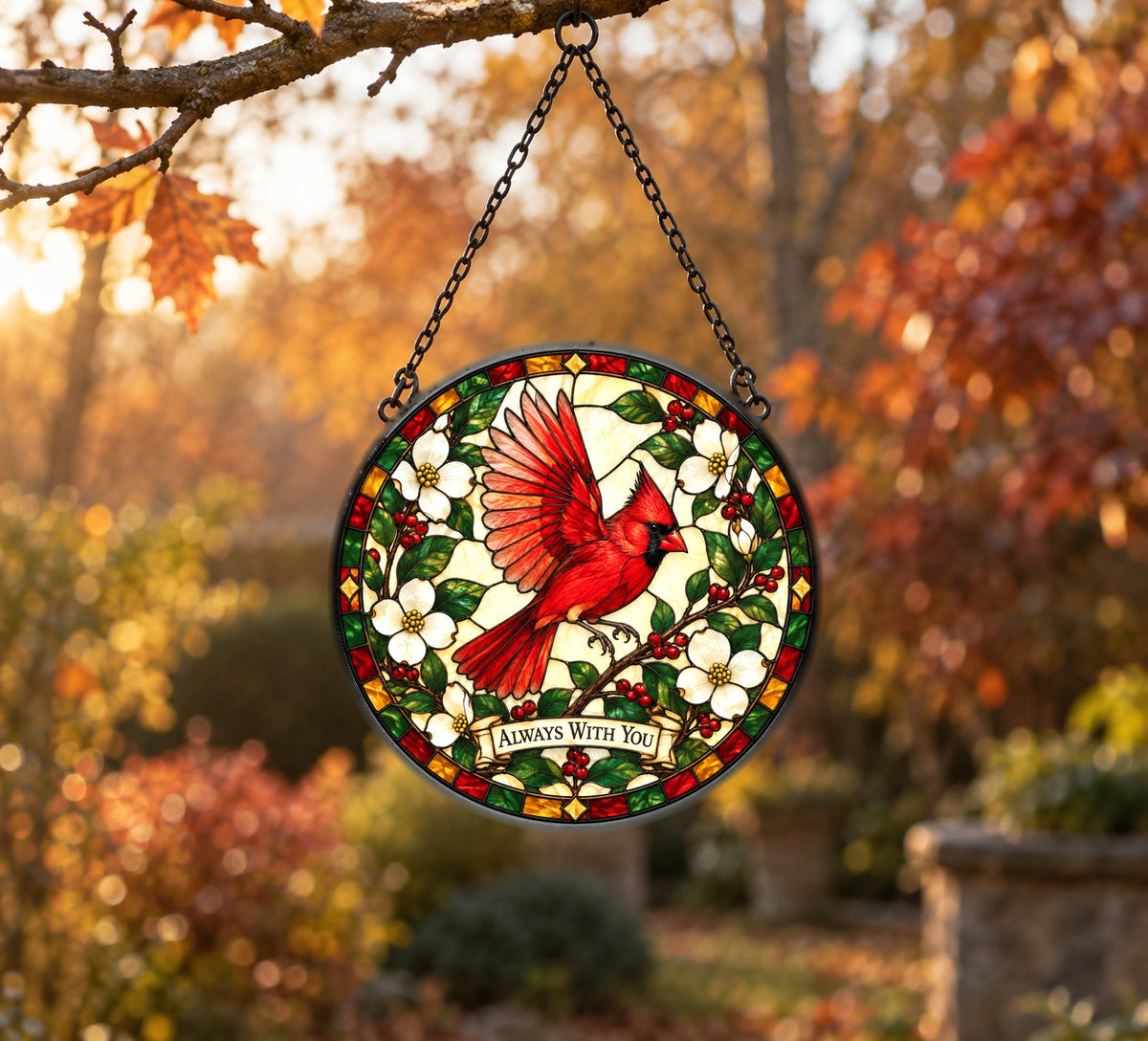 Cardinal of Comfort Memorial Suncatcher, Hanging Glass Ornament