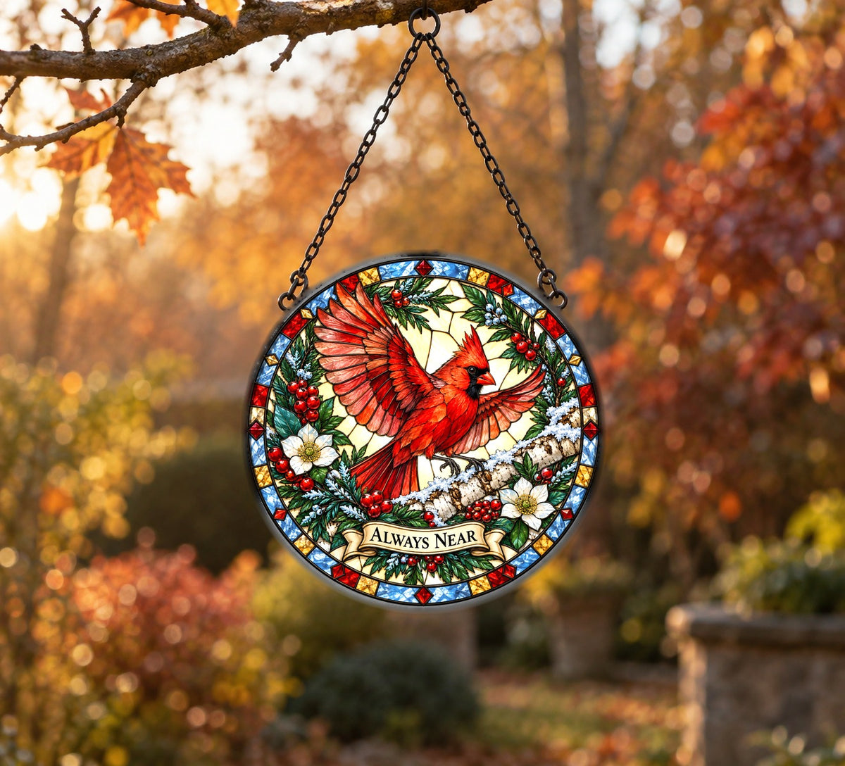 Winter Messenger Cardinal Suncatcher Window Hanging Memorial Ornament