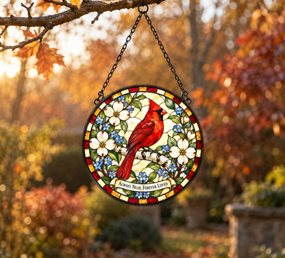 Cardinal of Comfort Memorial Suncatcher, Bereavement Glass Ornament