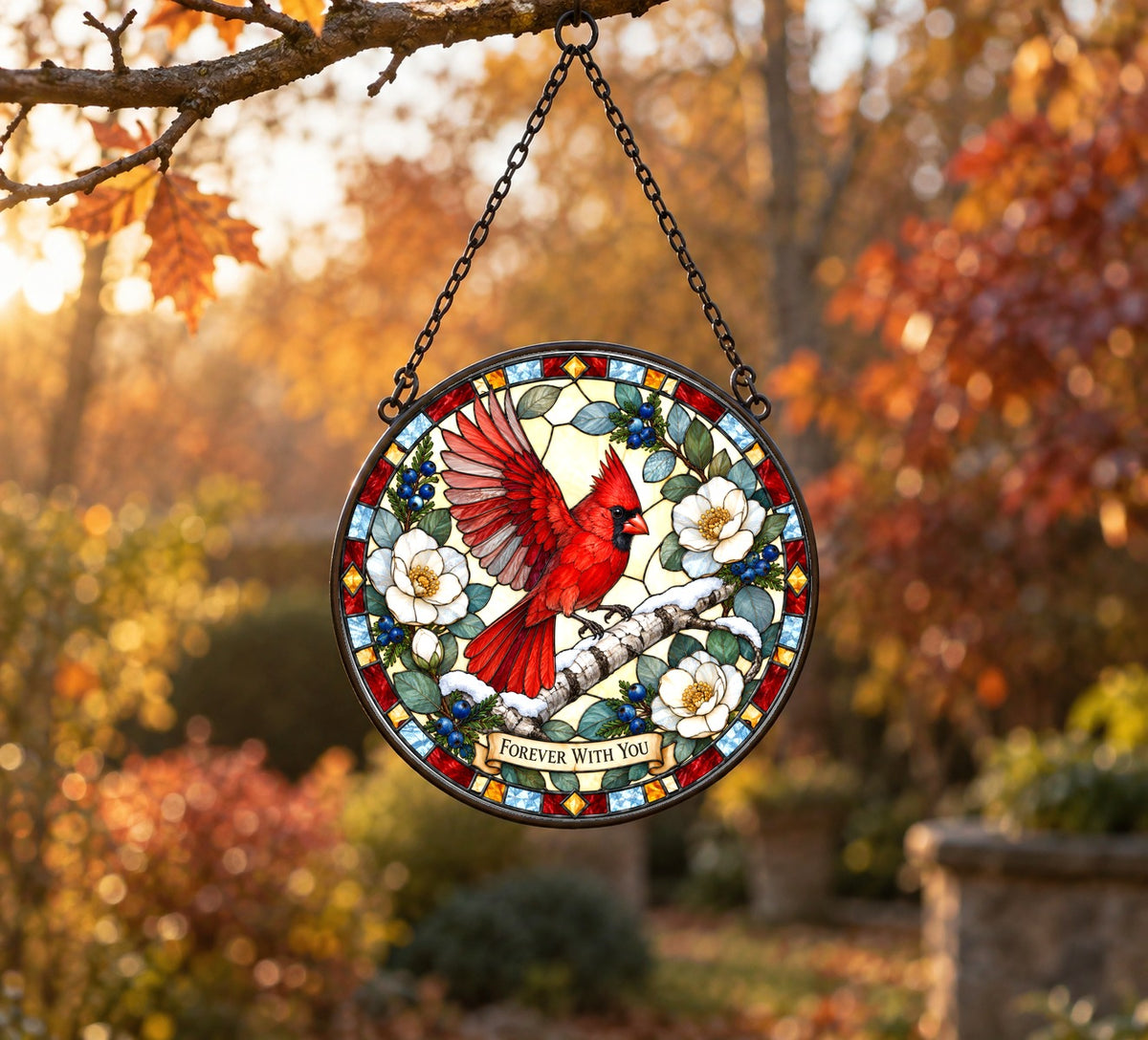 Cardinal Forever With You Memorial Suncatcher Ornament