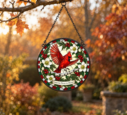 Winter Messenger of Hope Cardinal Suncatcher Memorial Window Ornament
