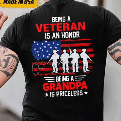 Being a Veteran is an Honor, Being a Grandpa is Priceless T-Shirt, Veteran Soldier Design, Gift for Veterans Day