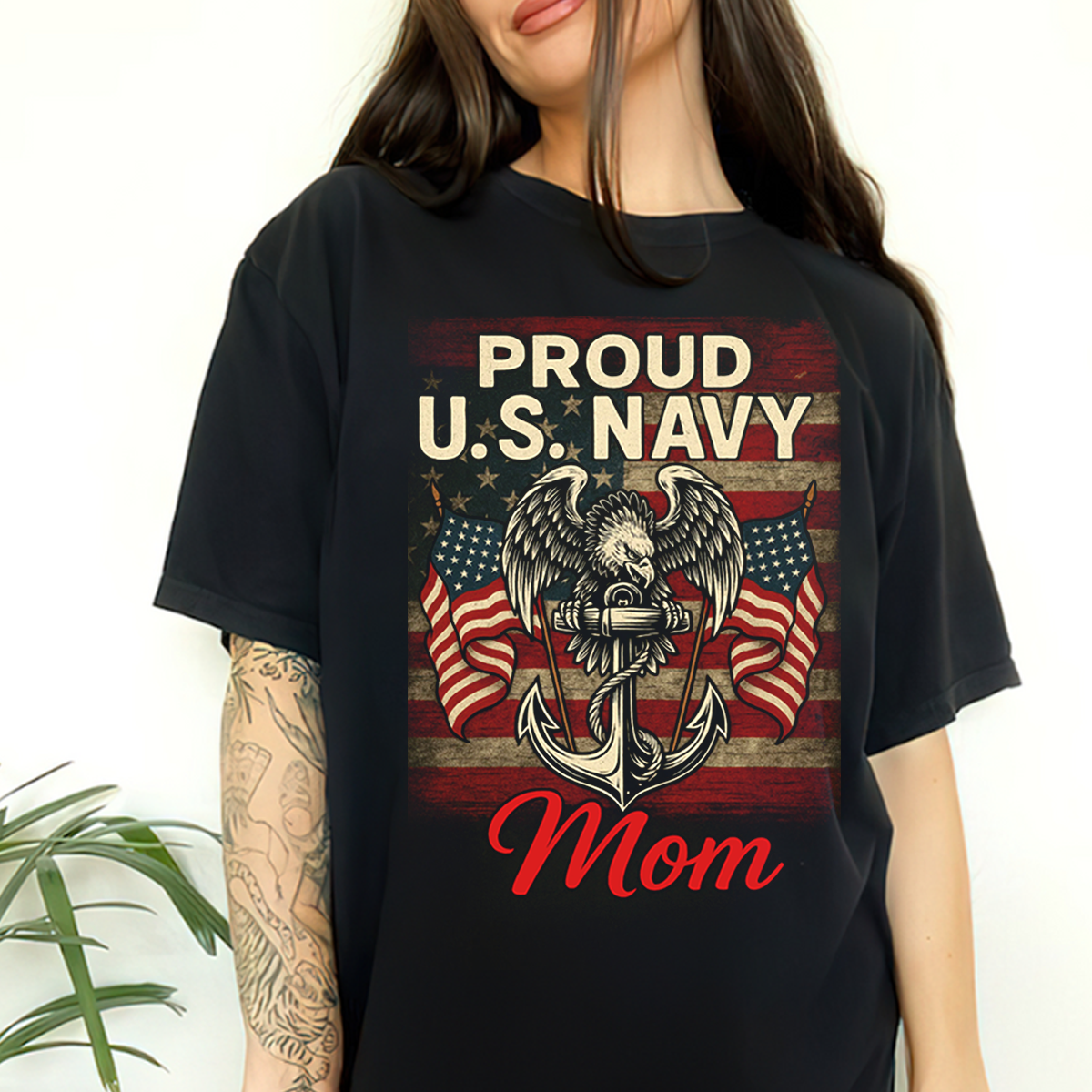 Proud US Navy Mom Shirt, Patriotic Navy Family Tee, Perfect Gift for Navy Moms