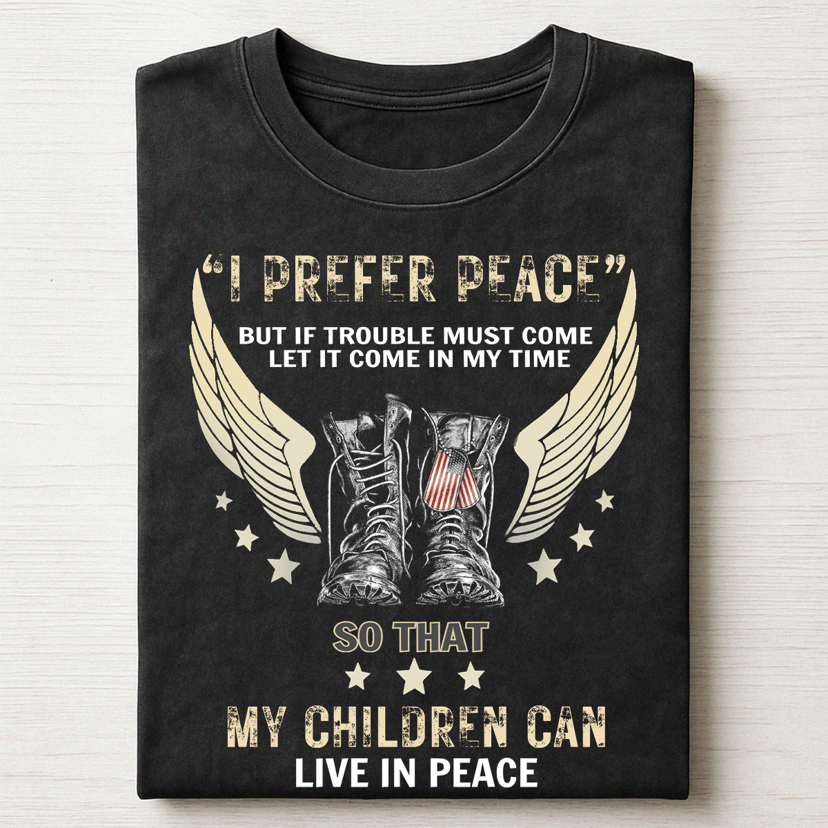 Vintage “I Prefer Peace” Patriotic Military Unisex T-Shirt, Military Inspired Graphic Tee