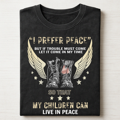 Vintage “I Prefer Peace” Patriotic Military Unisex T-Shirt, Military Inspired Graphic Tee