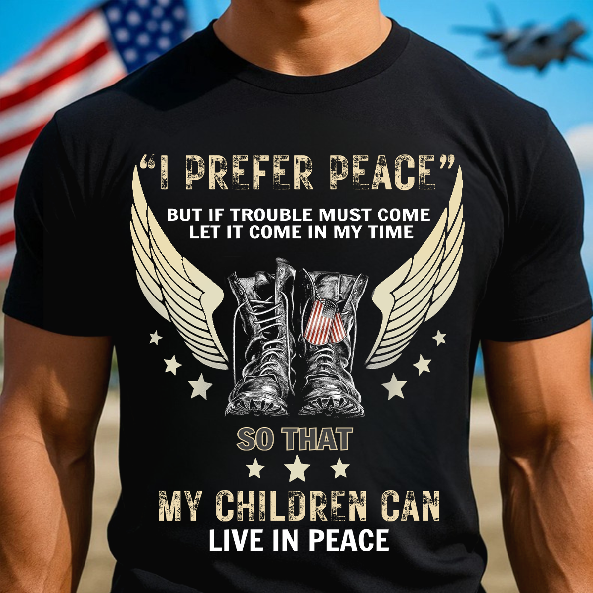 Vintage “I Prefer Peace” Patriotic Military Unisex T-Shirt, Military Inspired Graphic Tee