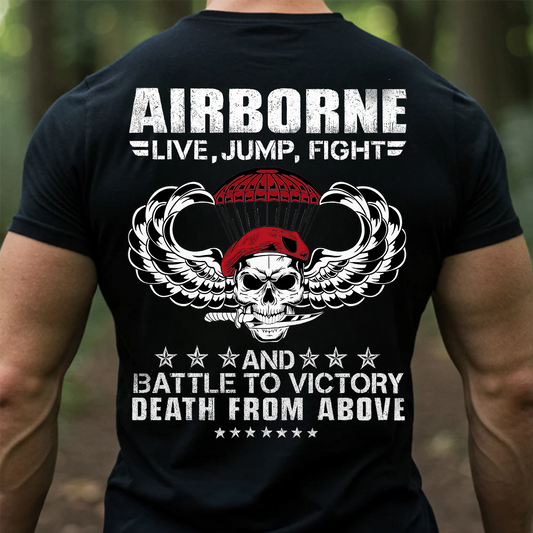 Airborne Military Skull Paratrooper Shirt – Death From Above Veteran Tee