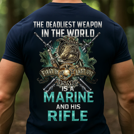 "The Deadliest Weapon in the world is a Marine and his Rifle" USMC Veteran Shirt, Gift for Marines Veterans Day