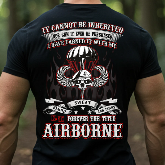 Airborne Skull Paratrooper Shirt – I Earned It With Blood Sweat Tears Veteran Military Tee