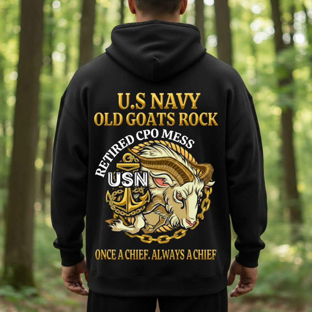 Old Goats Rock Retired CPO Mess-U.S. Navy Chief Goat Shirt, Gift for Veterans Day