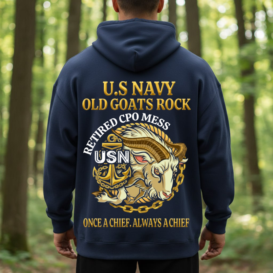 Old Goats Rock Retired CPO Mess-U.S. Navy Chief Goat Shirt, Gift for Veterans Day