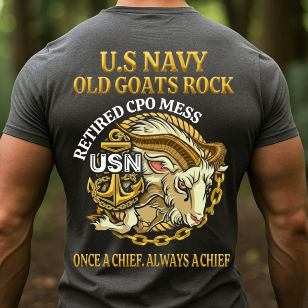 Old Goats Rock Retired CPO Mess-U.S. Navy Chief Goat Shirt, Gift for Veterans Day