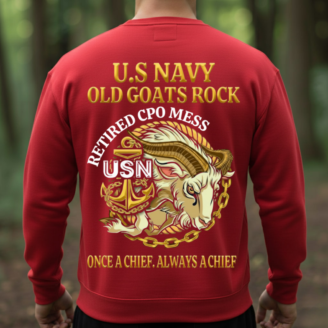 Old Goats Rock Retired CPO Mess-U.S. Navy Chief Goat Shirt, Gift for Veterans Day