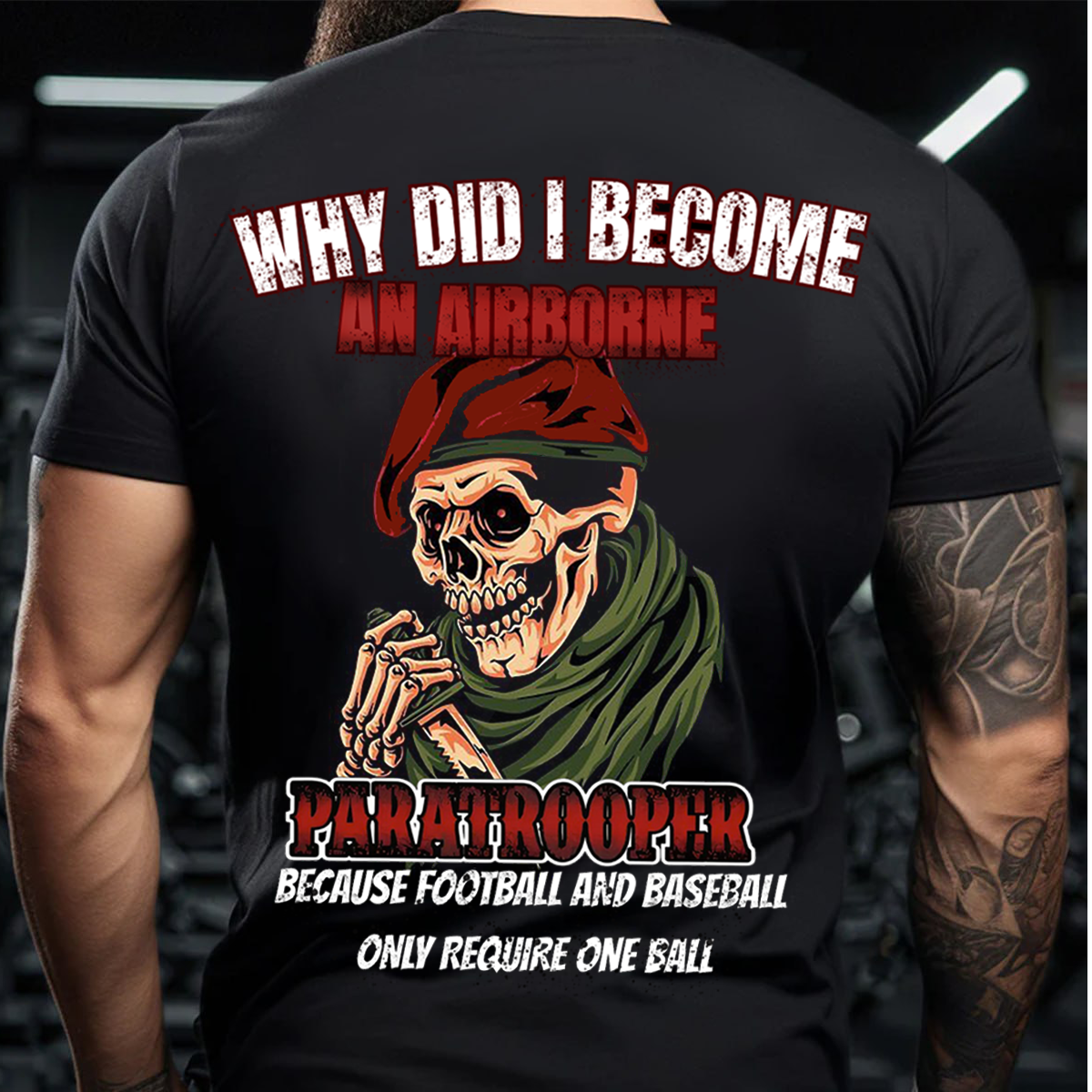 Paratrooper Skull T-Shirt – Funny Airborne Military Tee for Veterans