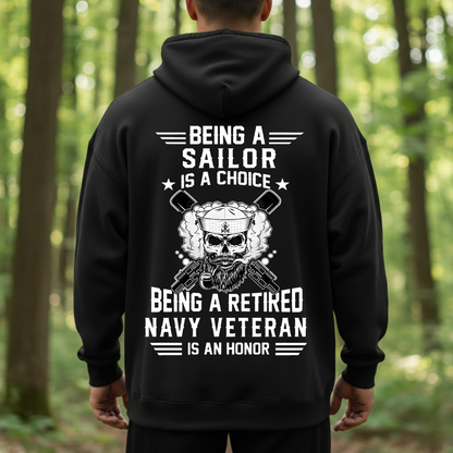 Being a Sailor is a Choice, Being a Navy Veteran is an Honor T-Shirt, Skull and Gun Design, Gift for Veterans Day