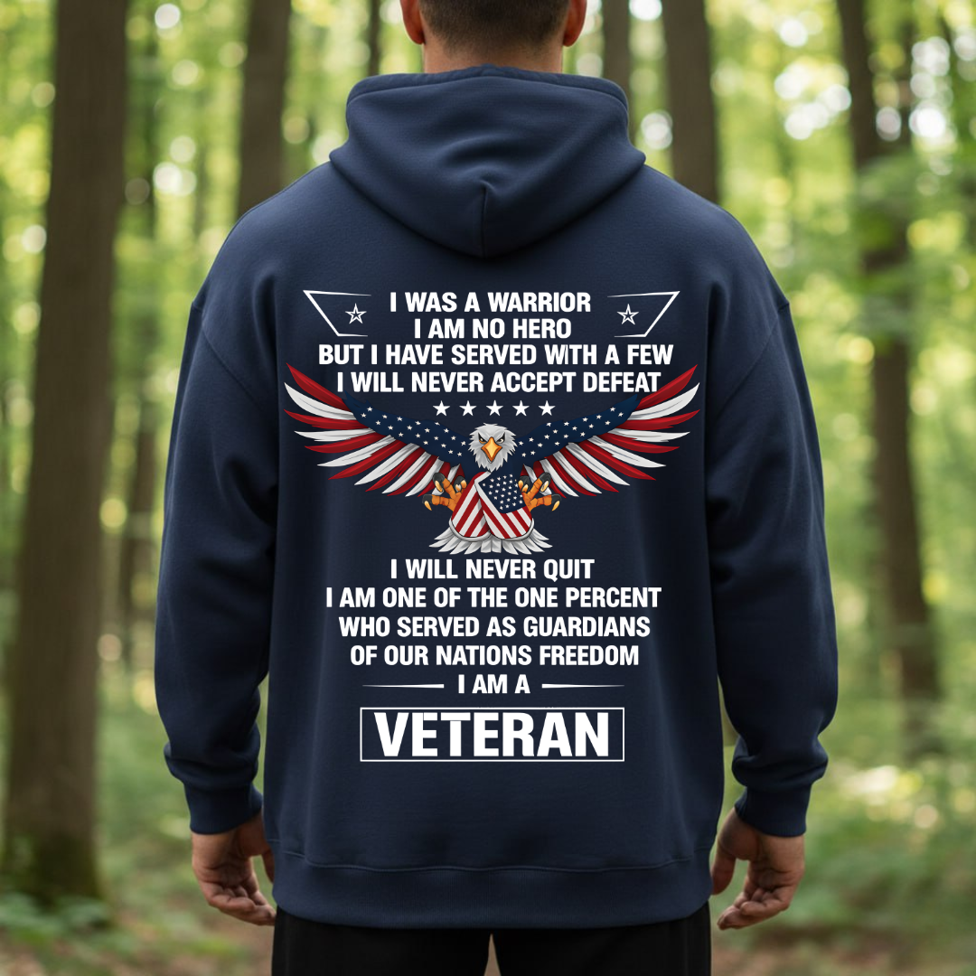 "I Am Veteran, Never Accept Defeat" T-Shirt, Patriotic Edition for Veterans Day, Eagle Design Tee