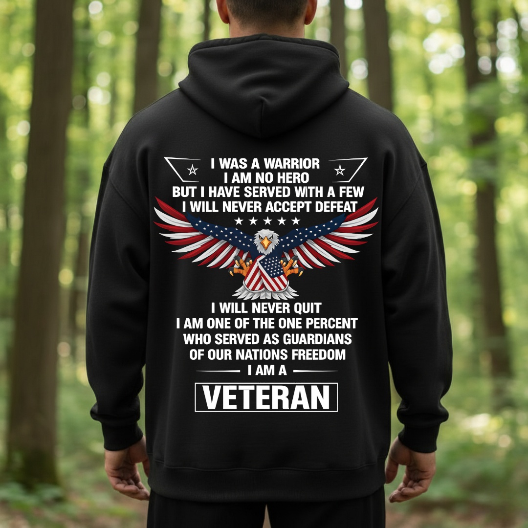 "I Am Veteran, Never Accept Defeat" T-Shirt, Patriotic Edition for Veterans Day, Eagle Design Tee
