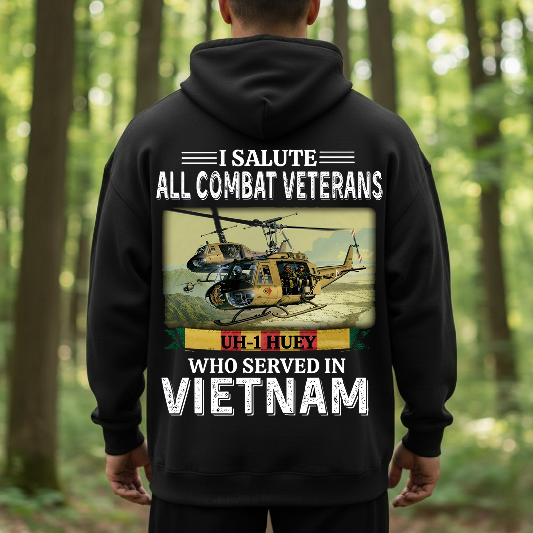 Salute to All Vietnam Combat Veterans – UH-1 Huey Helicopter Tribute TShirt, Sweatshirt, Hoodie, Gift for Veterans Day