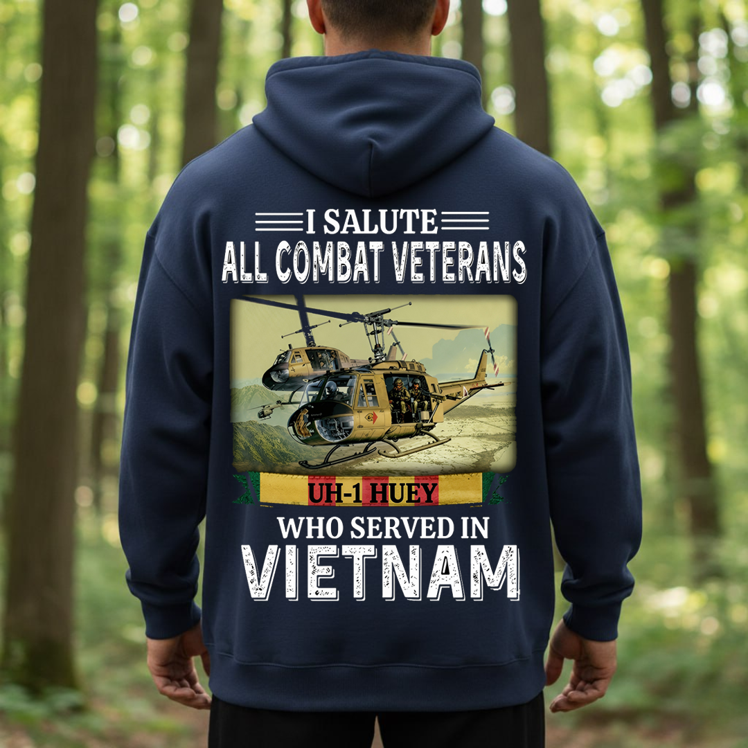 Salute to All Vietnam Combat Veterans – UH-1 Huey Helicopter Tribute TShirt, Sweatshirt, Hoodie, Gift for Veterans Day
