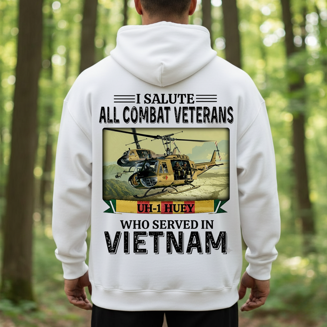 Salute to All Vietnam Combat Veterans – UH-1 Huey Helicopter Tribute TShirt, Sweatshirt, Hoodie, Gift for Veterans Day