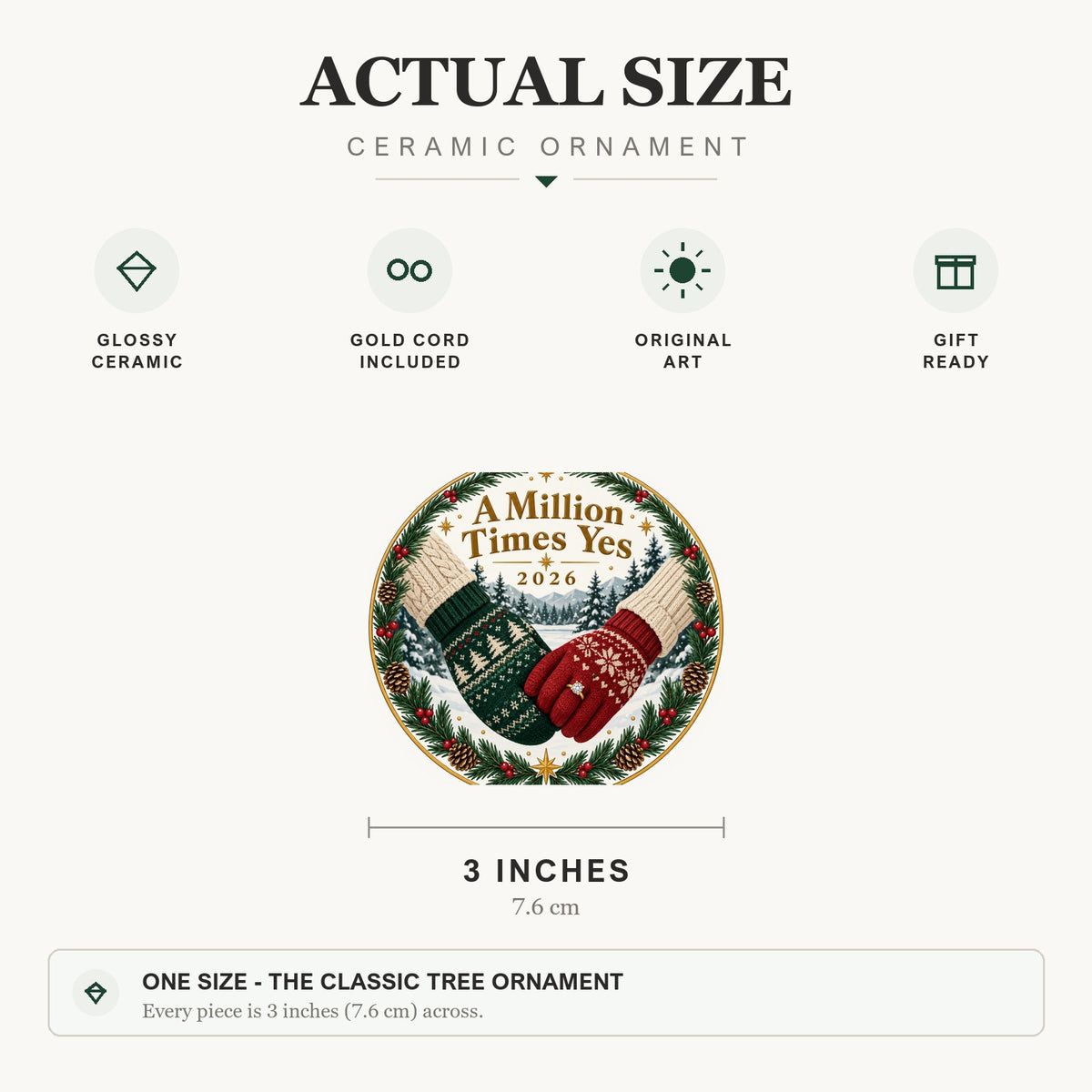 A Million Times Yes Keepsake Engagement Christmas Ornament