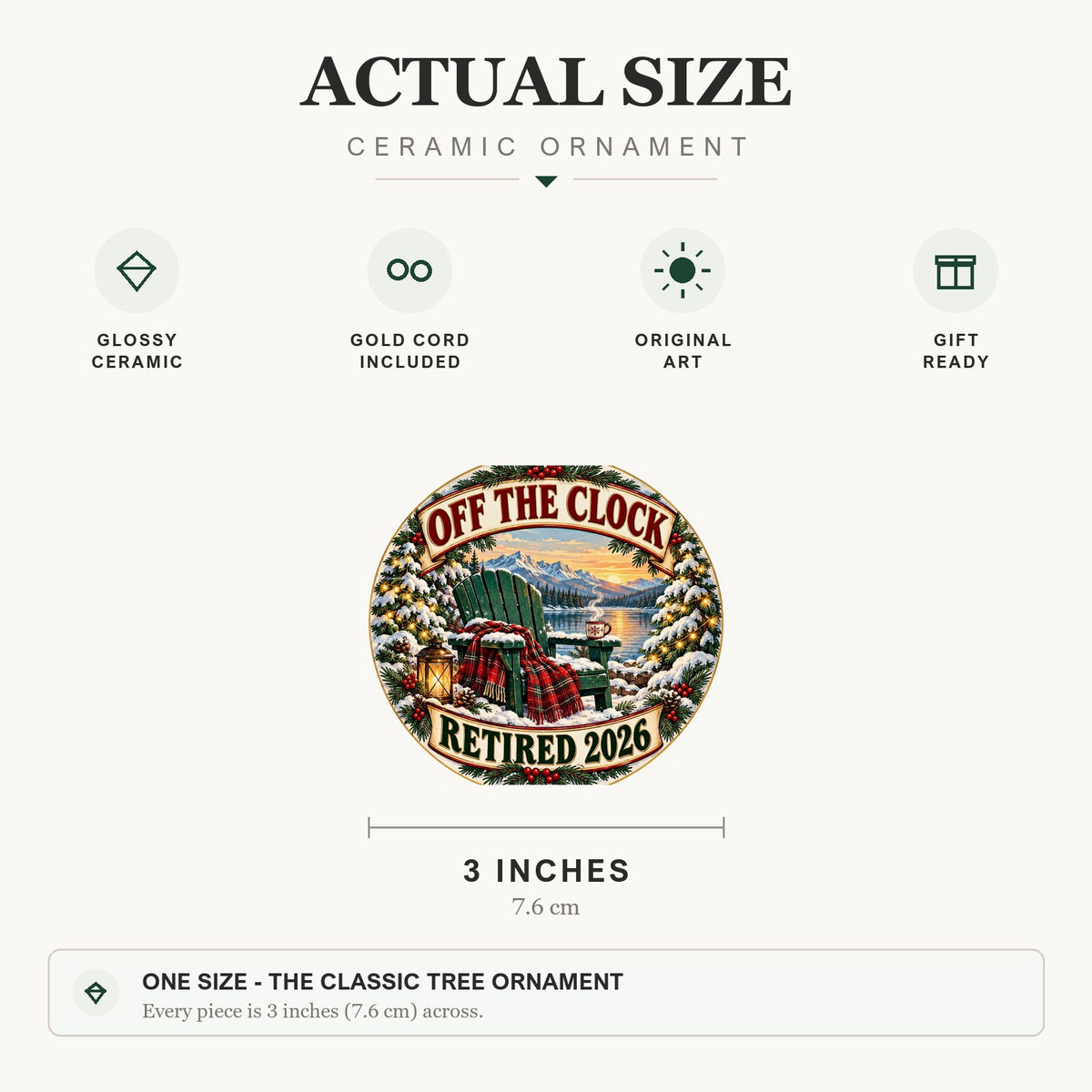 Off The Clock Cozy Winter Chair Ceramic Christmas Retirement Ornament