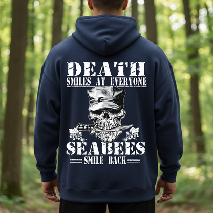 Seabees Veteran T-Shirt – Death Smiles At Everyone Skull Military Navy Tee, Gift for Veterans Day