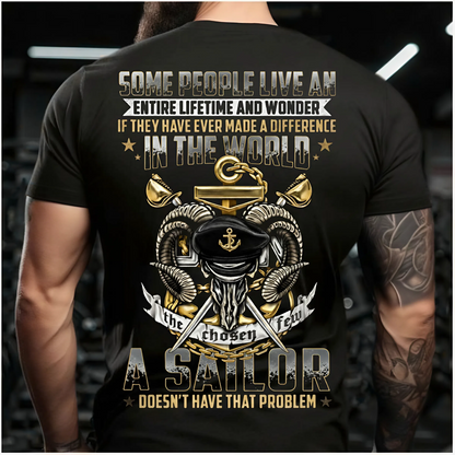 US Navy Sailor T-Shirt – Anchor & Cap Design – Inspirational Service Quote Tee