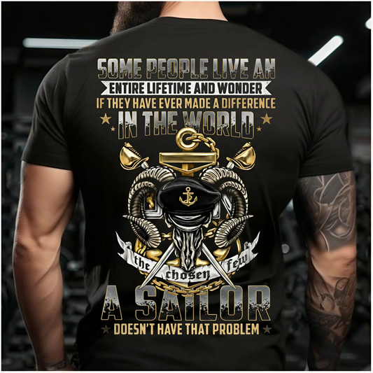 US Navy Sailor T-Shirt – Anchor & Cap Design – Inspirational Service Quote Tee