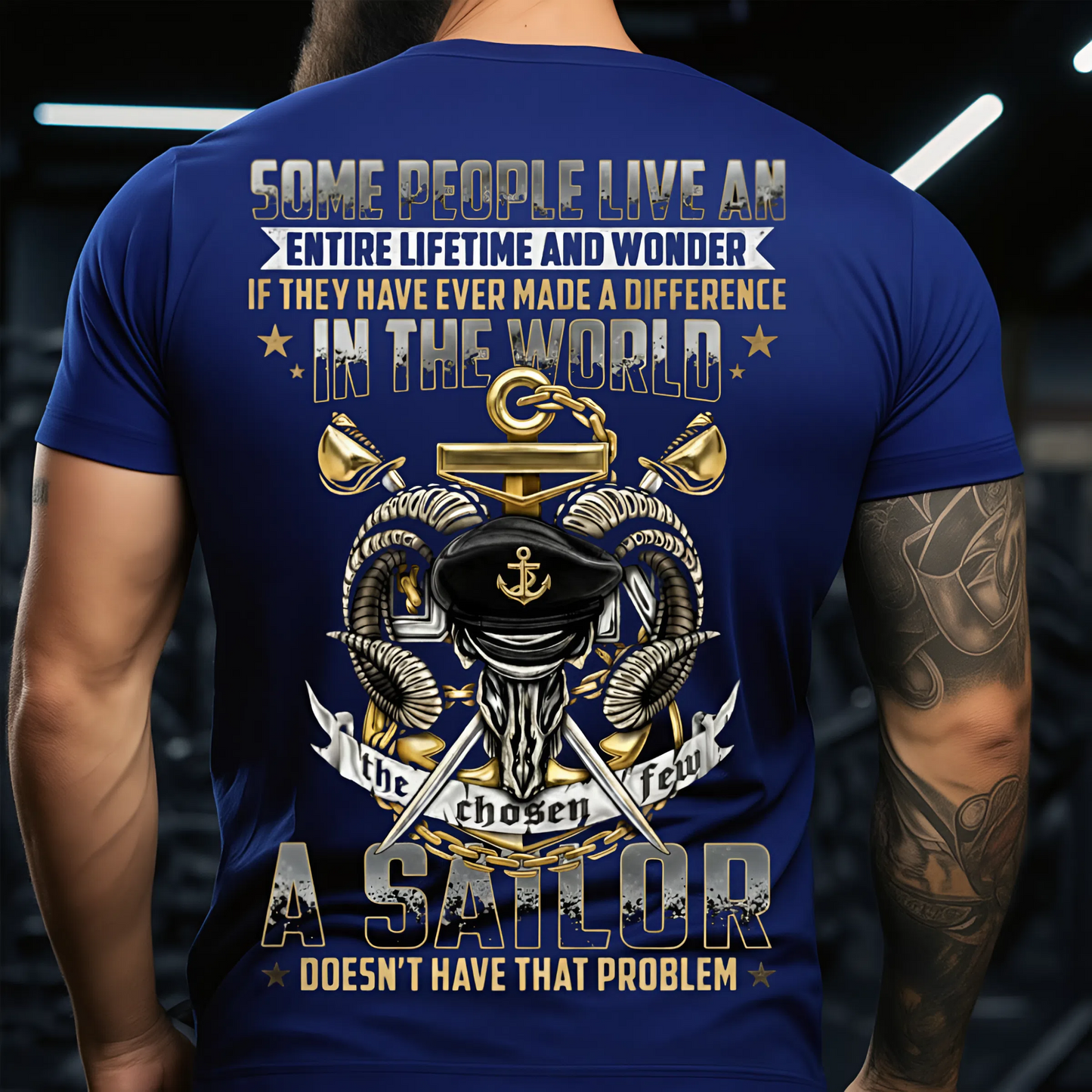US Navy Sailor T-Shirt – Anchor & Cap Design – Inspirational Service Quote Tee