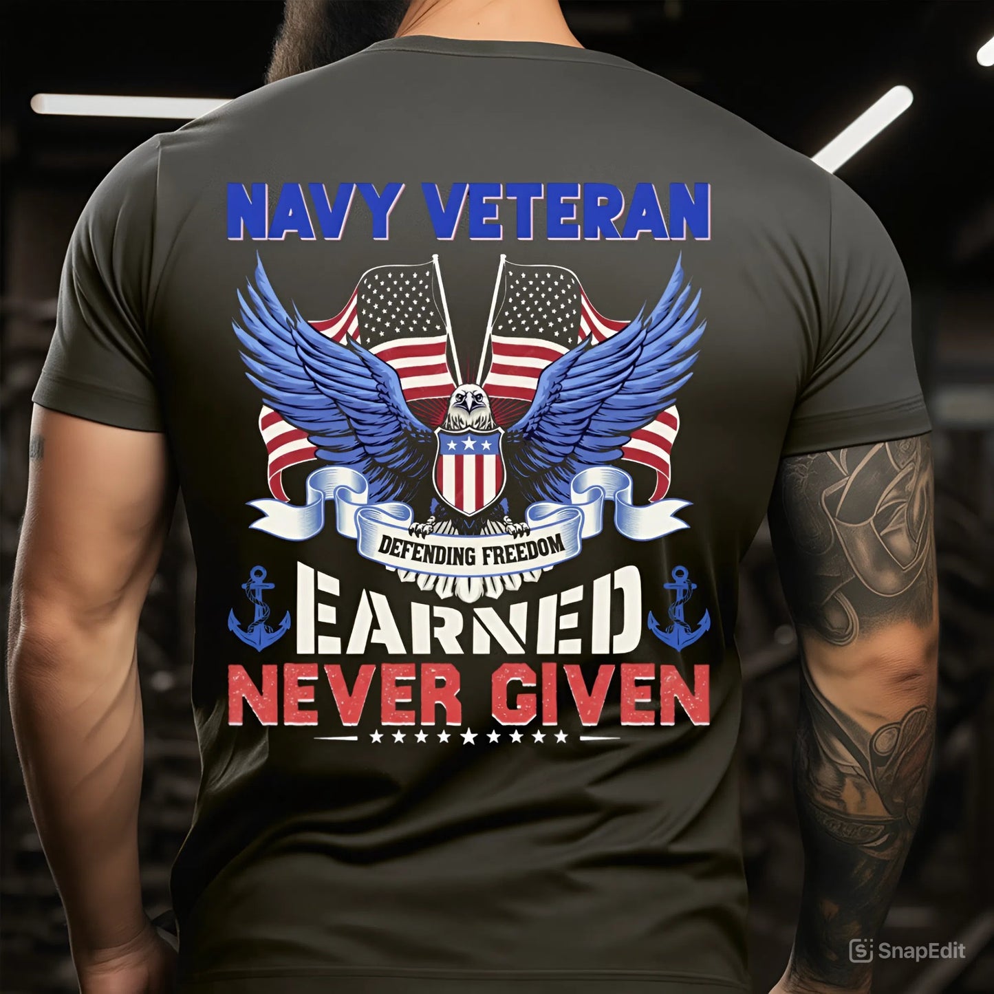 Navy Veteran T-Shirt – Earned, Never Given Patriotic Eagle Tee