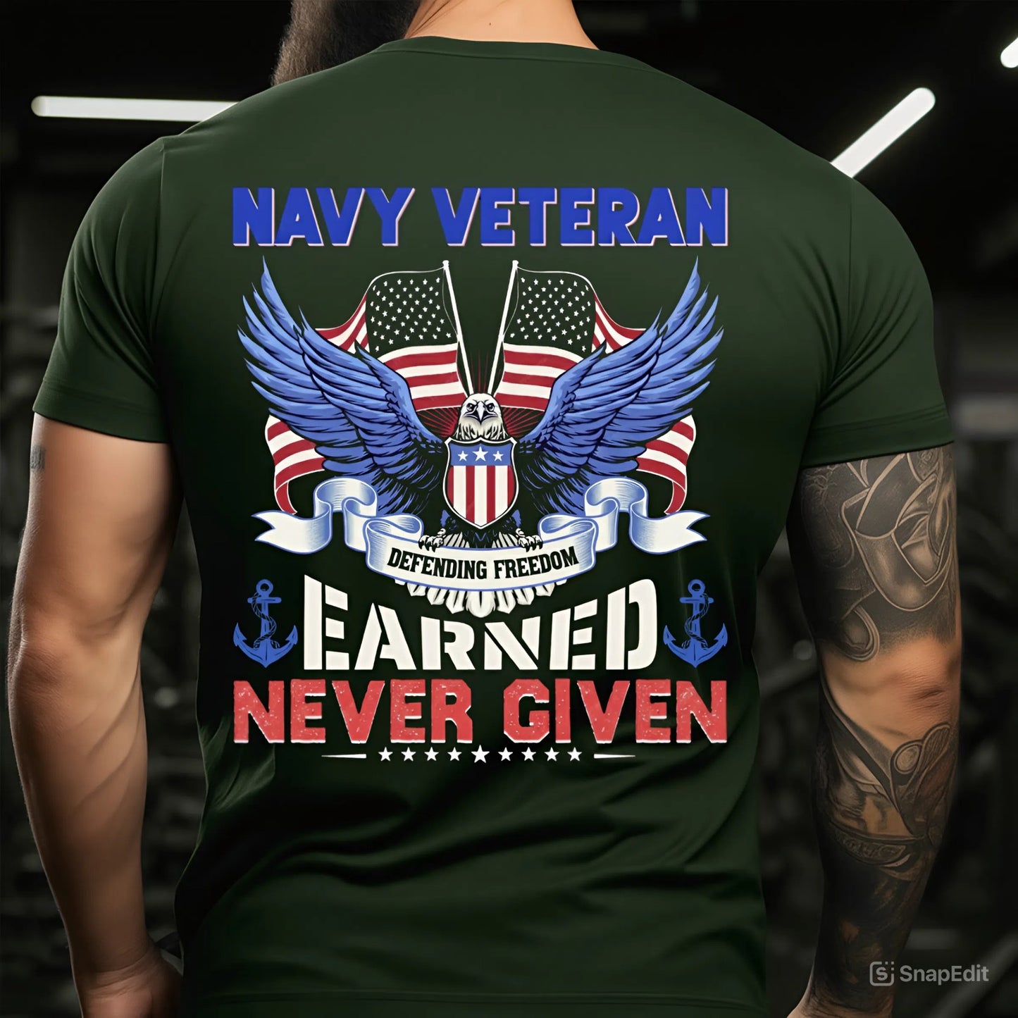 Navy Veteran T-Shirt – Earned, Never Given Patriotic Eagle Tee