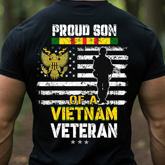Proud Son of Vietnam Veteran T-Shirt, Vietnam Veteran Soldier Design, Gift for Veterans Day